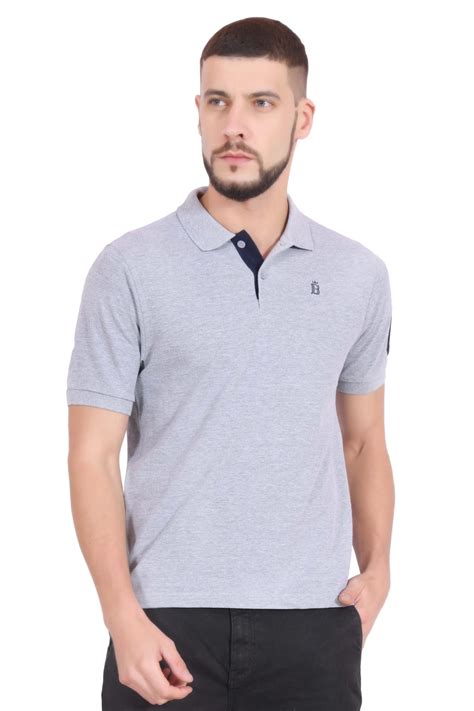 plain cotton grey polo  shirt  men blueaura apparels