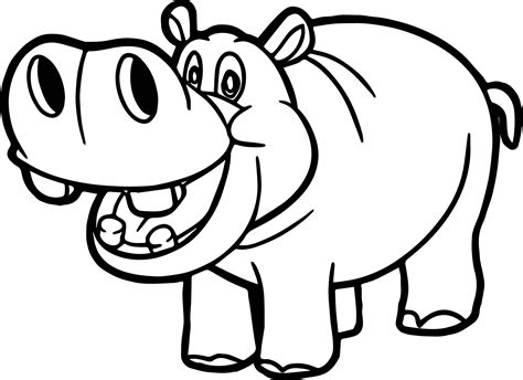 funny hippo smiling coloring page  printable coloring pages  kids