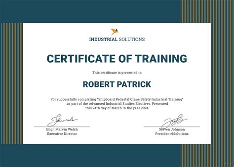 industrial training certificate template illustrator pages psd
