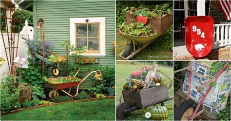 cool wheelbarrow repurposing ideas  gorgeous home  garden decor diy crafts