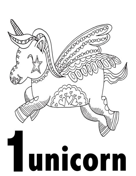 unicorn numbers coloring pages stevie doodles