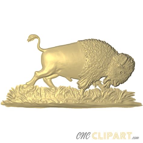 charging buffalo  relief model cnc clipart
