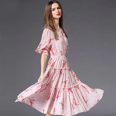 2018 fashion women tropical dress long casual knee length youthful