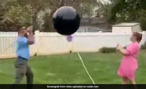watch gender reveal fails as balloon refuses to pop then floats away