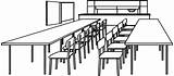 Classroom Coloring Clipart Colouring Chair Tables Chairs Pages Table Printable Elements Drawing Puzzle sketch template