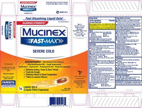 ndc   mucinex fast max severe cold capsule liquid filled oral