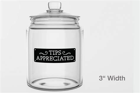tips appreciated sticker mason jar sign restaurant cafe large