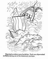 Paul Coloring Pages Bible Shipwrecked Apostle Printables Silas Testament Shipwreck Pauls Kids School Sunday Old Apostles Prison Crafts Malta Craft sketch template