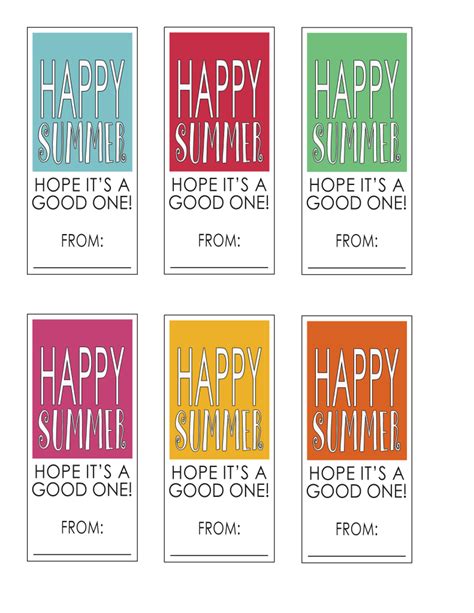happy summer  printable tags classmate gifts