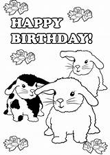 Birthday Coloring Pages Bunny Print Three Bunnies Clipartqueen sketch template