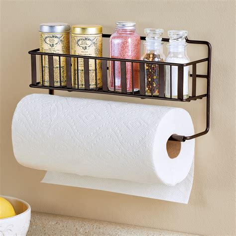 space saving wall mounted metal paper towel holder  shelf