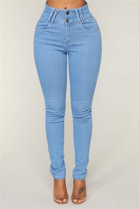 hold me tight high rise skinny jeans light blue wash