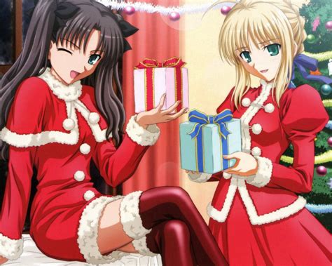 Wallpaper Anime Girls Christmas Clothes Indoors Christmas Tree