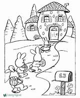 Easter Coloring Pages Printable Bunny House Colouring Kids Color Sheets Printables Book Happy Bunnies Egg Sheet Visit Below Click Cartoon sketch template