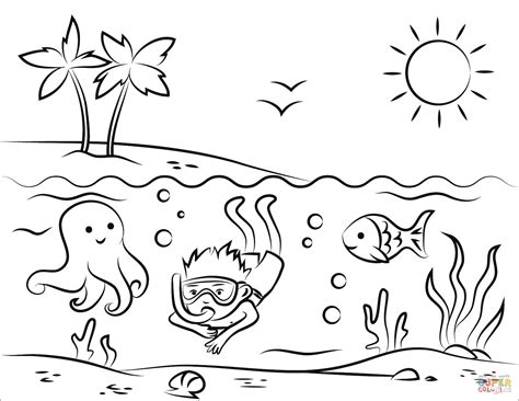 summer beach coloring pages  getdrawings