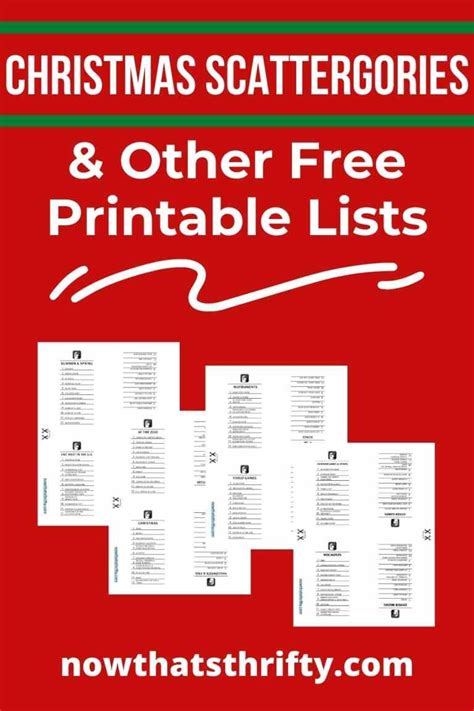 christmas scattergories   printable lists   thrifty
