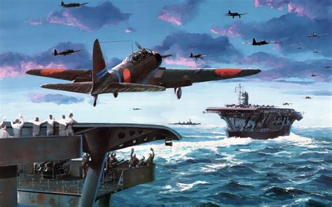 Battle Of Midway Aircraft Carrier Akagi Followed By Soryu As A