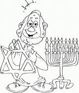Rabbi Coloring Menorah Pages Hanukkah Star Kids sketch template
