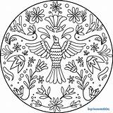 Aves Mandalas Mexicanas Bordado Flowers Mexicano Patrones Otomi sketch template