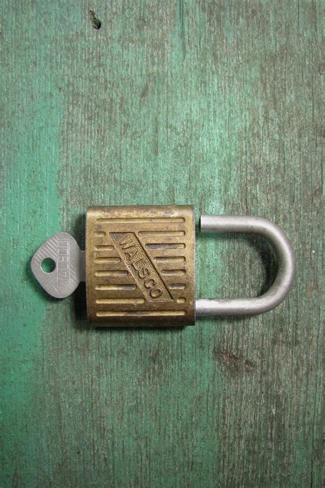 vintage walsco padlock  original key   usa trunk locker box hardware etsy