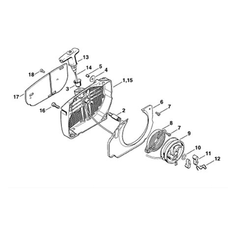 stihl ms  chainsaw ms  parts diagram rewind starter