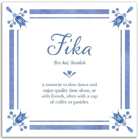 printed  fika definition print swedish folk art blue fika sign swedish print swedish