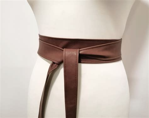 Leather Wrap Obi Belt Brown Women S Waist Cincher Belt Etsy Uk