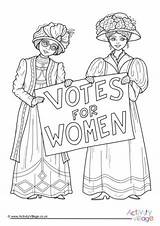 Women Colouring Suffrage Votes Activities Womens Pages Vote 19th Right Activityvillage sketch template