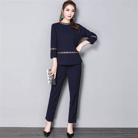 plus size l 4xl women casual pant suit 2018 fashion elegant vintage 2