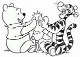 Pooh Winnie Tigger Coloring Pages Piglet Disney Printable Walt Playing Color sketch template