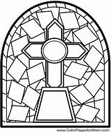Stained Glass Coloring Pages Colouring Cross Adult Church Templates Adults Crosses sketch template