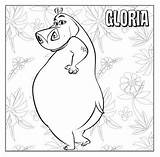 Madagascar Coloring Gloria Pages Hippo Cartoons Gia Marty Vitaly sketch template