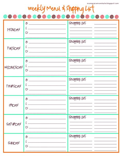 monthly meal planner  grocery list template printable templates