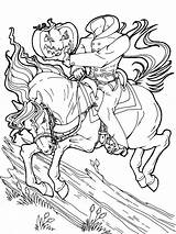 Headless Horseman Coloring Pages Halloween Book Drawing Horsemen Printable Adult Scary Colouring Color Print Sheets Kids Sleepy Hollow Drawings Vintage sketch template