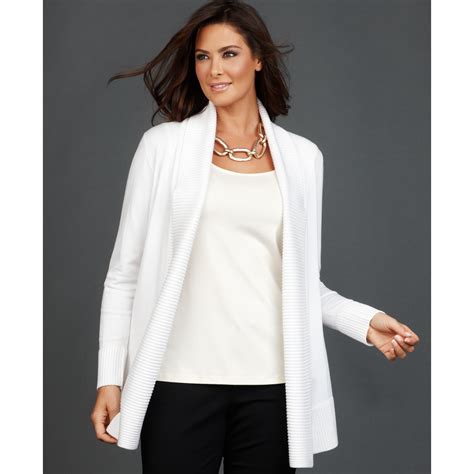 lyst  international concepts long sleeve open front cardigan  white