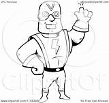 Super Hero Clipart Waving Cartoon Coloring Thoman Cory Outlined Vector Royalty Protected Collc0121 sketch template