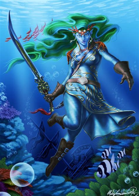 soliana by mateslaurentiu female aquatic elf triton undine swashbuckler fighter dndables