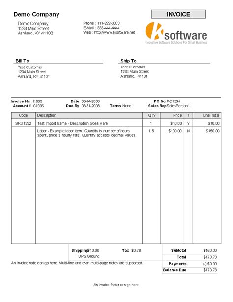 sample invoices  payment terms invoice template ideas