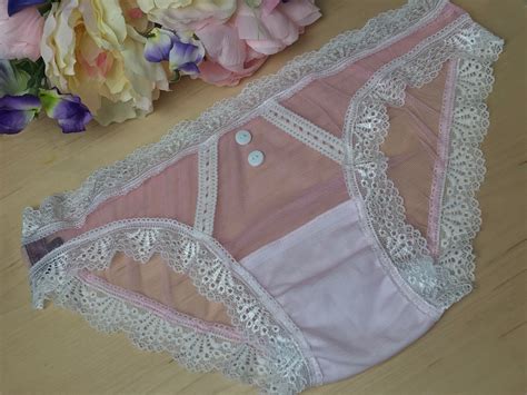 lacey pastel pink sheer white lace panties xs l bridal etsy