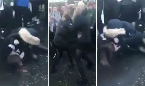 glasgow schoolgirls trade blows in playground fight while fellow pupils film attack daily mail