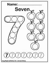 Kindergarten Apples Learning Seven Tracing Counting Practice Daubers Crafts sketch template