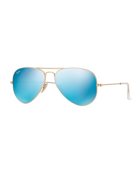 ray ban mirrored aviator sunglasses in blue save 3 lyst