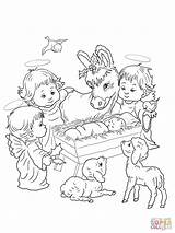 Coloring Pages Nativity Scene Angels Christmas Animals Printable Angel Cute Precious Baby Moments Animal Colouring Adult Jesus Color Para Kids sketch template