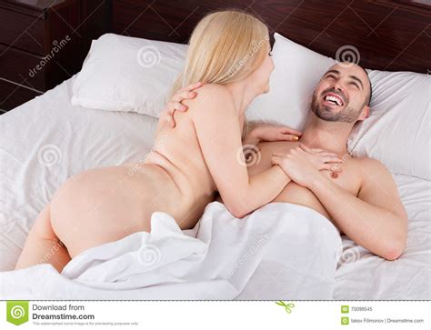 Cute Positive Beautiful Happy Couple Having Sex In Bed