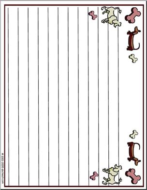 dog theme writing paper  printable wide lined writing paper