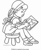Coloring Pages School Girl Child Kids Drawing Printable Studying Sheets Easter Color Girls Read Children Clipart Print Printing Fun Book sketch template