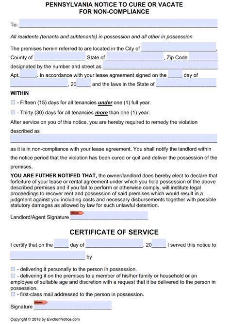 sample eviction notice forms   ms word   eviction