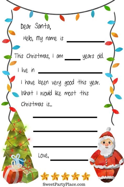 childrens letter  santa claus printable keepsake sweet party place