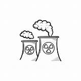 Gezeichnete Skizze Atomkraftwerks Centrale Atomica Atomkraftwerk Disegnata Schizzo Icona Handdrawn Industrielle Vektors Schwarze Eingestellt Fabrikgebäude Zeichnende sketch template