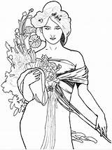 Mucha Coloring Pages Drawing Nouveau Drawings Alphonse Deviantart Illustration Adult Progress Work Sheets Adults Choose Board Colouring Visit sketch template